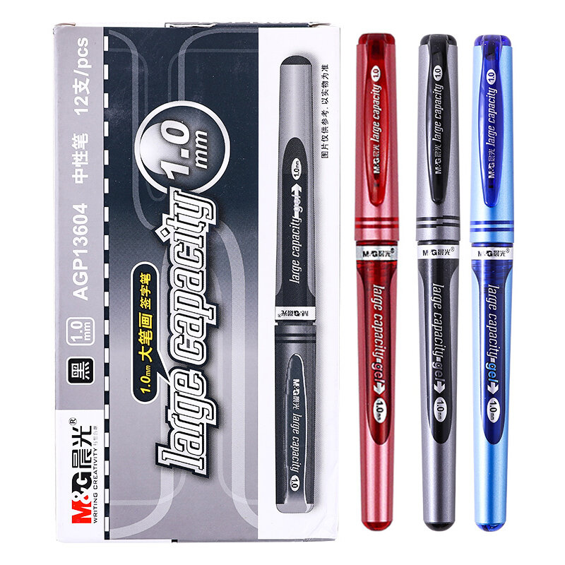 M & G-Caneta Gel Grande com Cabeça Grossa, Business Office Signature Pen, Student Hard Pen, Prática Caligrafia Pen, Brushwork, 1.0mm