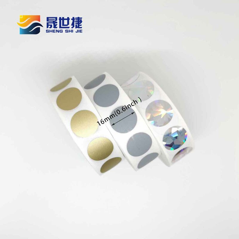 Shengshijie1000PCS 0.63 cal Scratch Off naklejki okrągłe 16mm szary holograficzny puste dla tajnego kodu pokrywa domu gry ślub