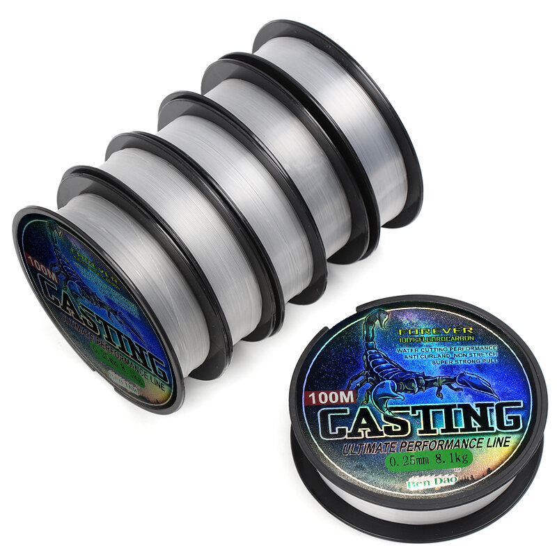 100m Super Strong Nylon Fishing Line Monofilament Fluorocarbon Coate line casting lure Carp Fishing Accessories 0.14mm-0.70mm