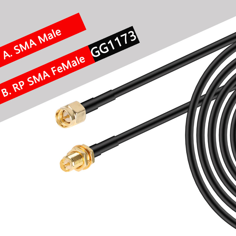Cable de extensión de antena WiFi RG58, Cable RP SMA macho a RP SMA hembra, 1M, 20CM, 50CM, 5M, 20M, RG-58, 50 Ohm, SMA Pigtail Jumper