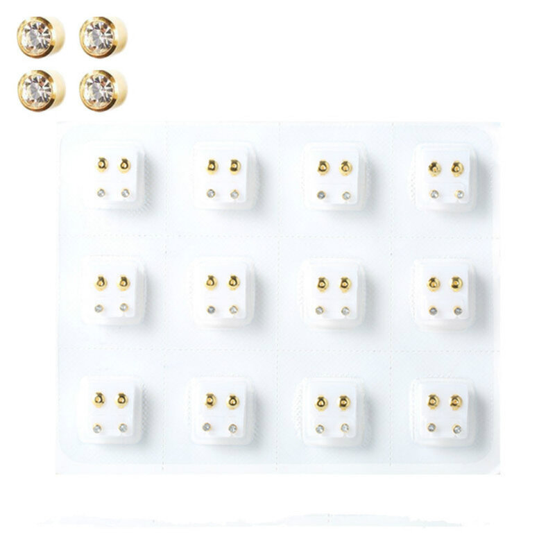 Especial Aço Cirúrgico Ear Studs Set, Medical Ear Piercing Tool Kits, Brincos Jóias, 12 Pares