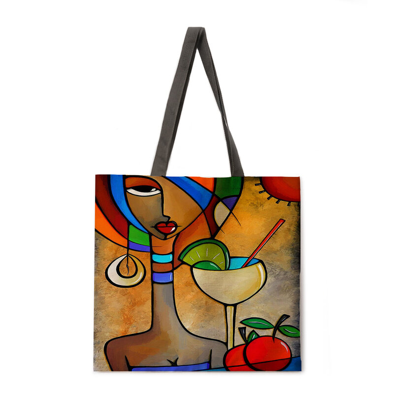 Pintura abstrata impressão bolsa bolsa senhora bolsa durável de um ombro sacola de compras grande capacidade
