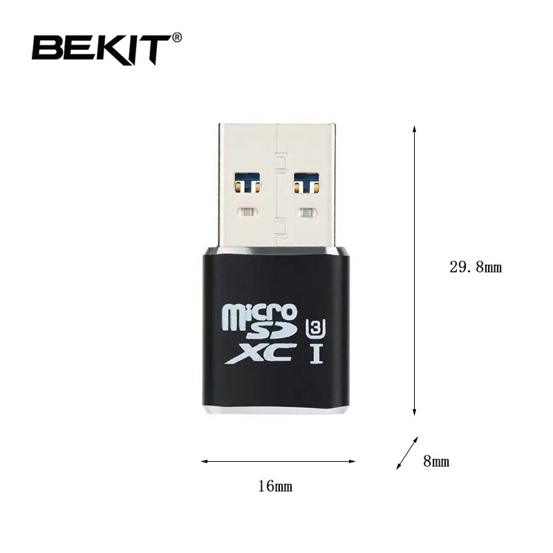 Bekit-lector de tarjetas USB 3,0, adaptador de lector de tarjetas de memoria múltiple, Mini lector de tarjetas para Microsd/TF, ordenador portátil
