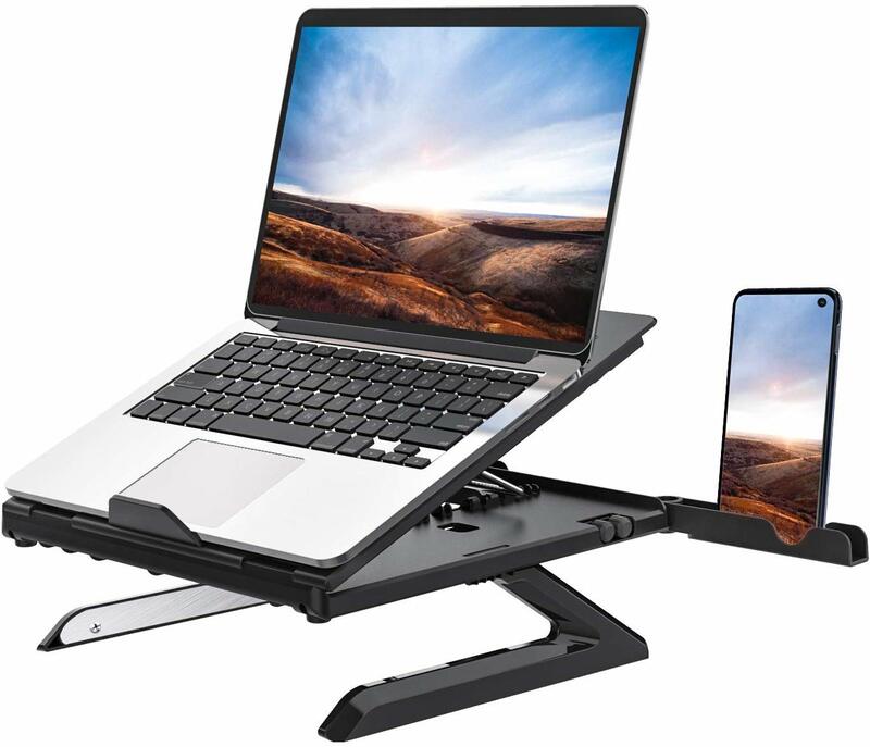 Laptop Stand Multi-Angle Adjustable Laptop Holder with Heat-Vent Ergonomic Portable Foldable Laptop Riser For up to 15 inches