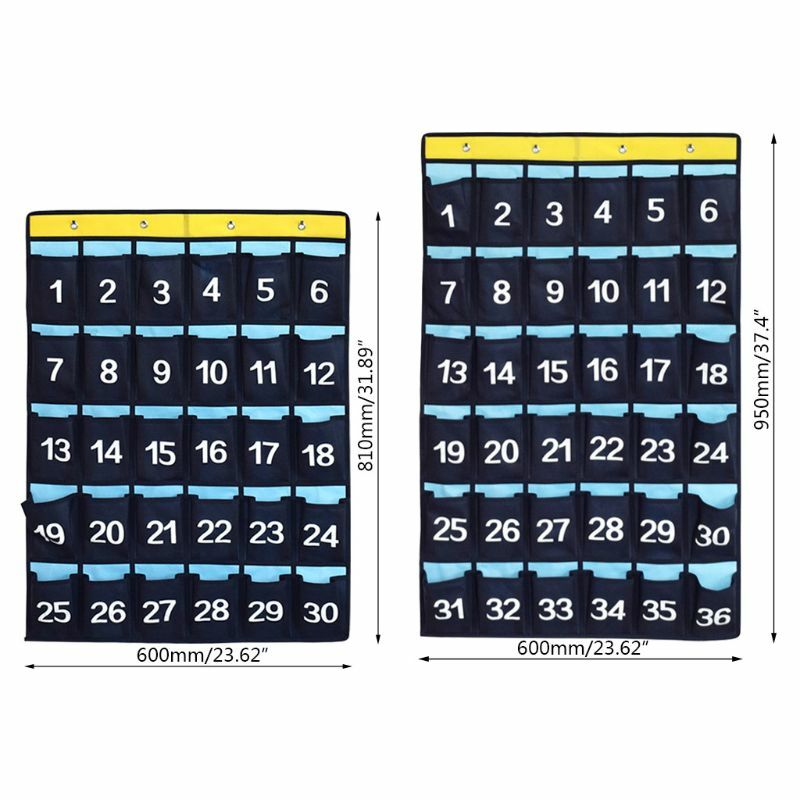 30 Pockets Numbered Organizer Classroom Pocket Chart for Cell Phones Calculators Holders M5TB