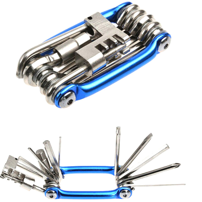 Kit de ferramentas para bicicletas, conjunto de chaves em aço-carbono, chaveiro de bikes para reparos com chave inglesa e chave de fenda, acessório multifuncional para ciclistas