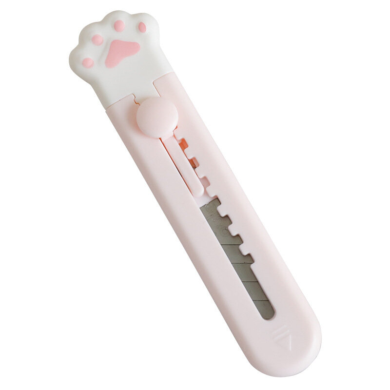 Mini couteau utilitaire portable en alliage de patte de chat rose Girly, coupe-lettre, ouvre-enveloppe, couteau de courrier, fournitures scolaires et de bureau, 2 pièces