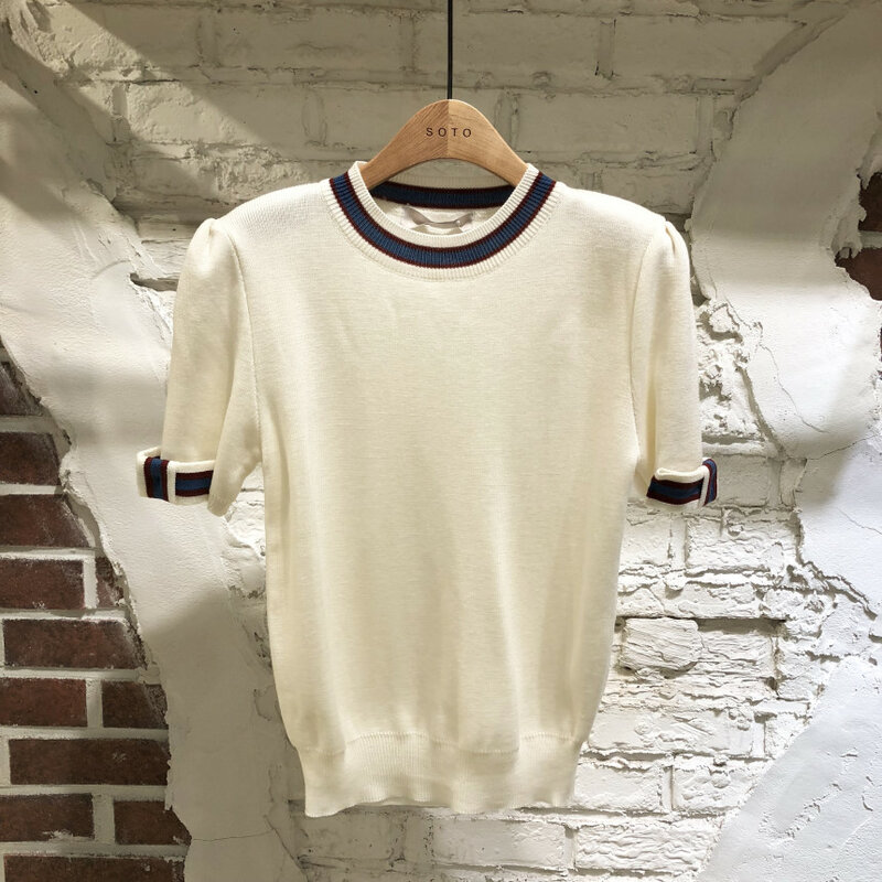 2022 Spring Summer Korean Knitted Sweaters Tops Short Sleeve O-neck Vintage Fashion Office Pullover Sweaters Femme