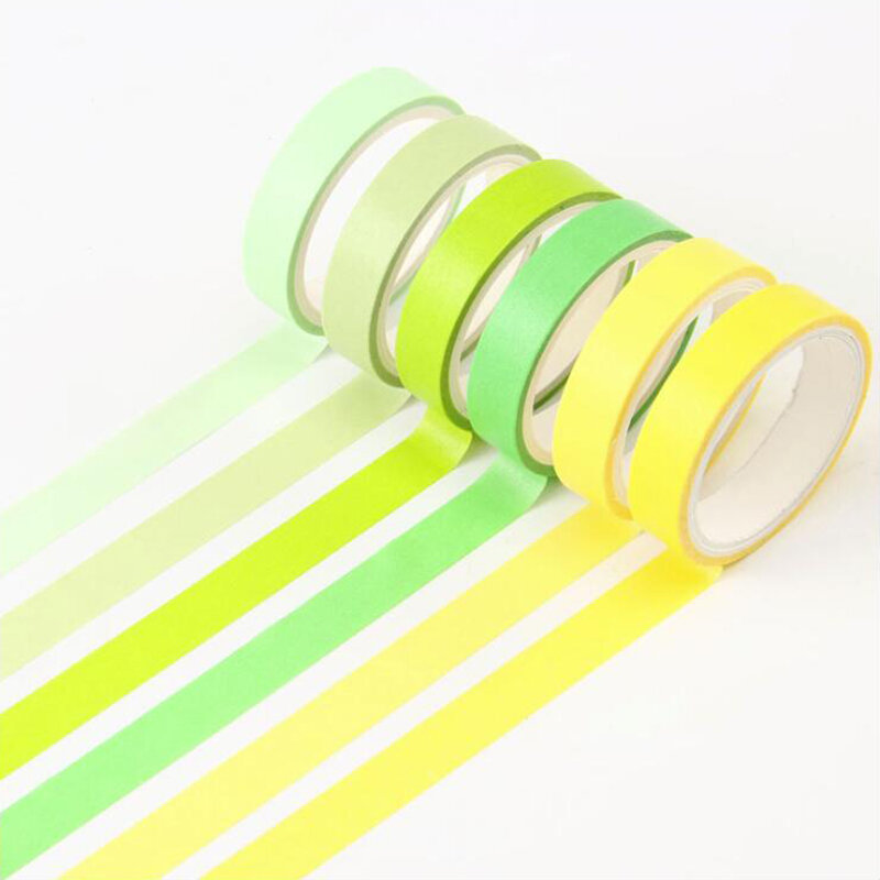 Simple Solid Color Washi Masking Tape Sticky Decorative Paper Tape Set DIY Decoration Office Stationery Scrapbook 6PCS/Bag