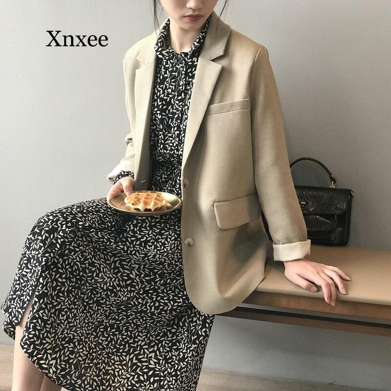 Casual suit jacket women 2020 spring new chic temperament retro casual loose fashion small suit jacket women commuting office