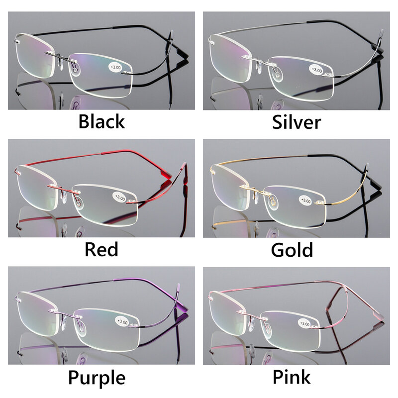 초경량 무테 안경, 투명 메모리 티타늄 독서 안경, 유니섹스 마그네틱 노안 안경, 강도 + 1.0 ~ + 4.0