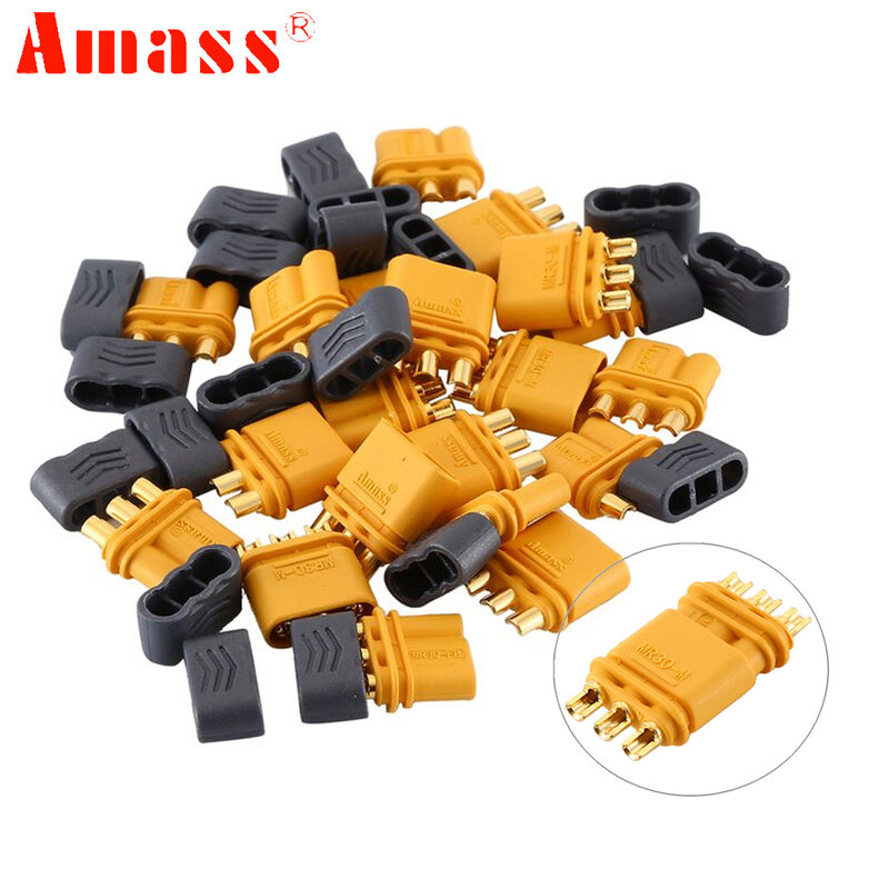 5pair/lot  Amass MR30 MR 30 Female Male Bullet Connector Plug With Sheath For RC Lipo Battery ESC Car Quadcopter Accessories
