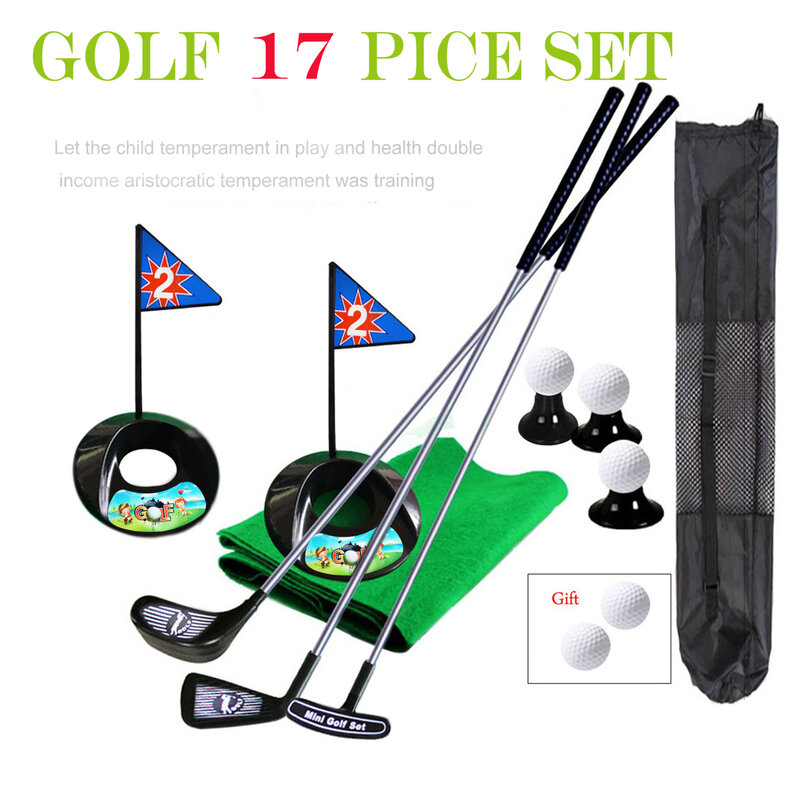 Juego de Golf profesional para niños, juguete deportivo con bolsa para palos, banderas, pelotas de práctica mejoradas, entrenamiento de 24 pulgadas, inoxidable
