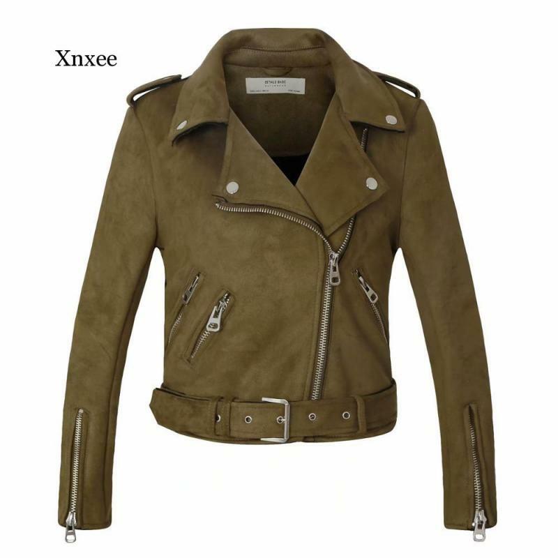 女性のための厚い偽のスエードジャケット2020,フェイクレザーのジャケット,ジッパー付きのマットなオートバイのコート