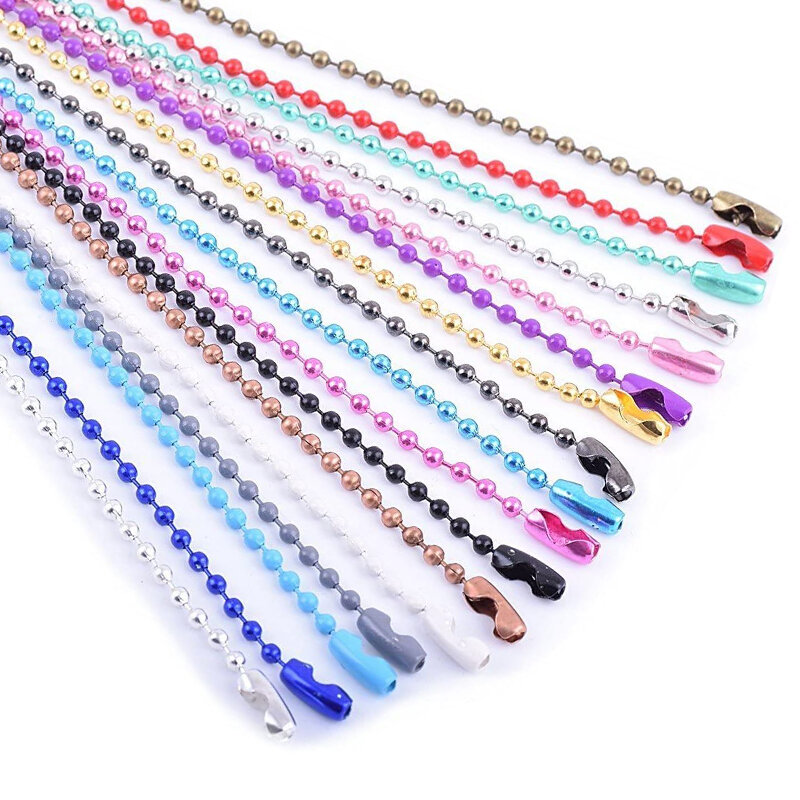10 sztuk kolorowa piłka łańcuszki z koralików dla naszyjnik DIY komponenty do wyrobu biżuterii 1.5mm koraliki łańcuch naszyjnik z złącze 68cm