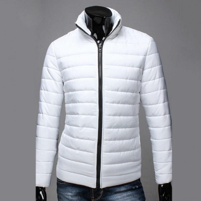Зимняя куртка с карманами, удобная однотонная приталенная Мужская ветровка, Мужское пальто для работы