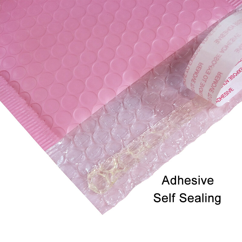 Envelopes com plástico bolha para envio postal, cores rosa claro, 17 tamanhos, 10 peças, auto-vedação