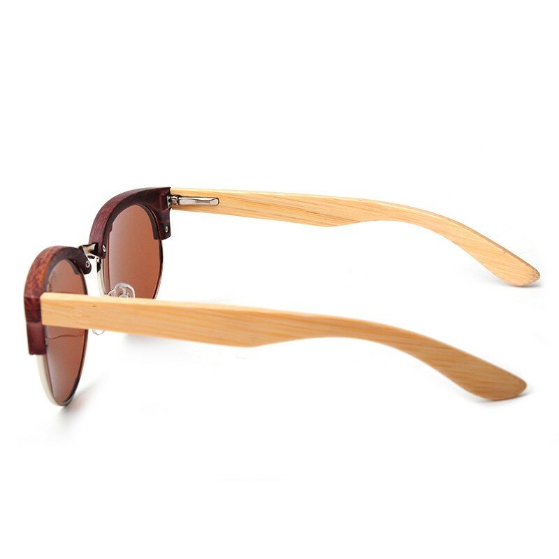 LONSY-gafas de sol de madera de bambú para hombre y mujer, lentes de sol deportivas de diseño de marca, con espejo polarizado, estilo Retro
