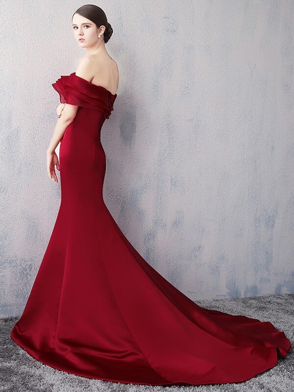 패션 어깨 계층화 된 인어 이브닝 드레스 Vestido De Fiesta De Boda платья для выпускного вечера 가운 De Soirée