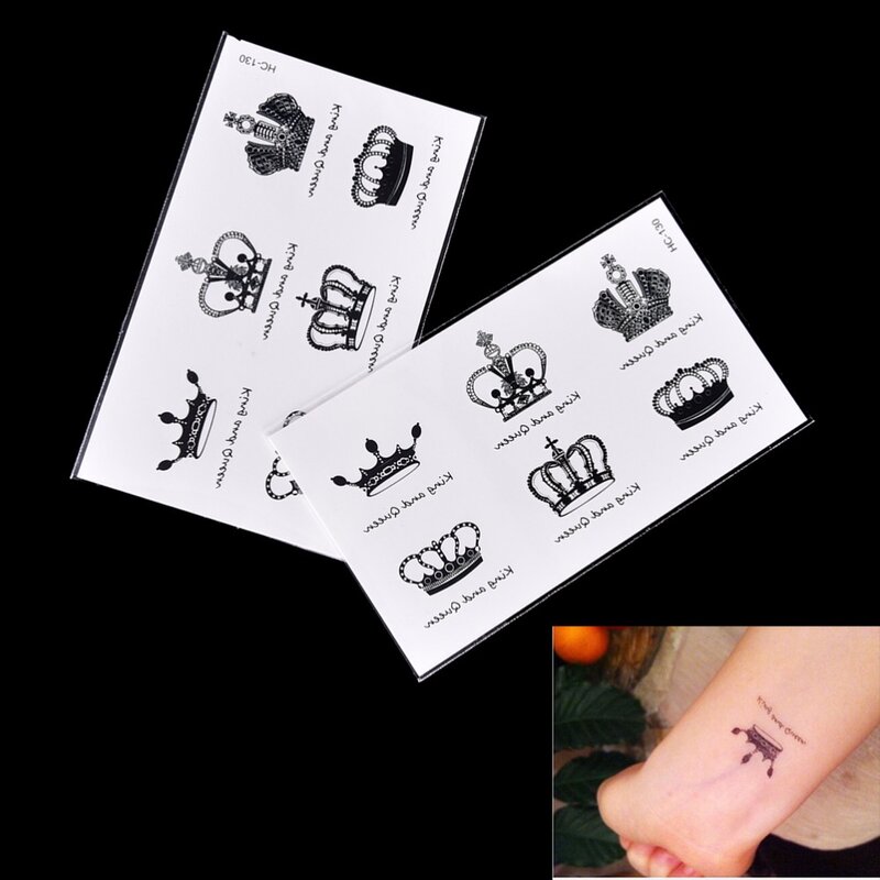 Имитация алфавитных водостойких татуировок для мужчин и женщин, мужские наклейки, боди-арт, 10,5*6 см, новая корона, узор, временная татуировка