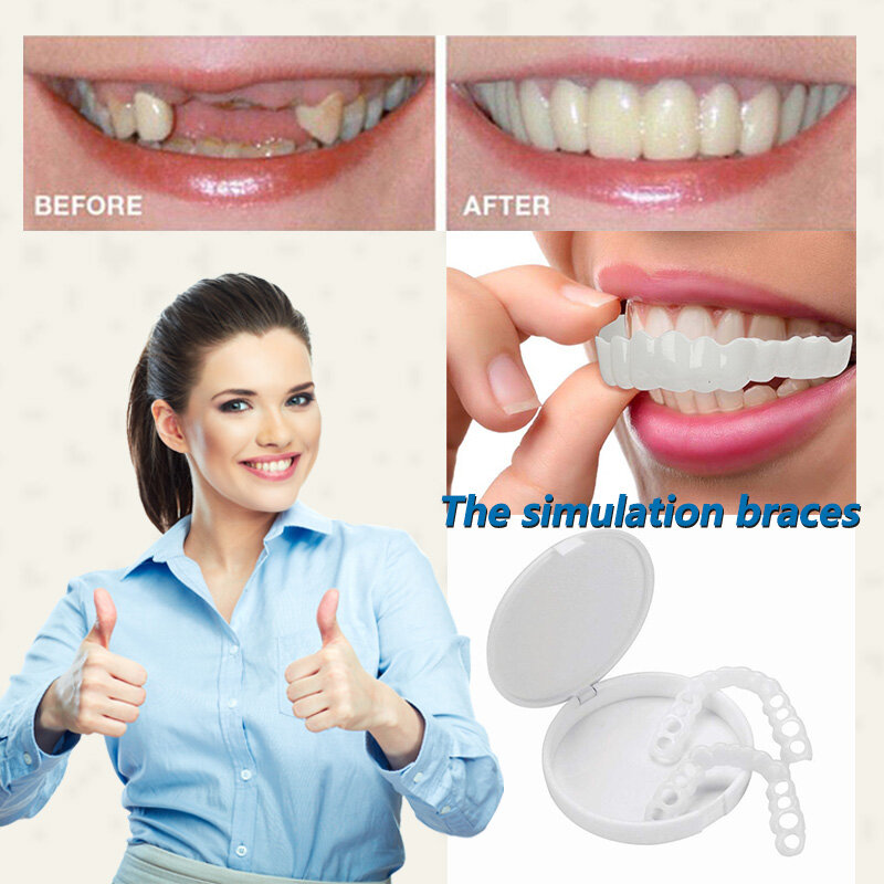 Dents supérieures et inférieures placages Anti-vraies accolades Snap On sourire dents blanchissant prothèse dents confortable placage couverture dents