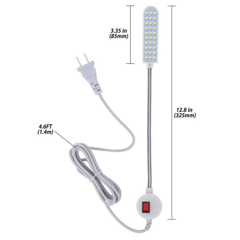 30/20/10 LED Super Terang Jahit Pakaian Mesin Uni Eropa/US Plug Fleksibel Kerja Lampu Lampu untuk Meja Kerja bubut Bor Tekan
