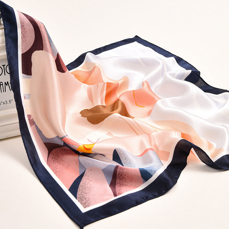 Lenços de seda femininos primavera 53*53cm, cachecol quadrado de seda pura com envoltório para mulheres, xales, 100% natural, lenço de pescoço
