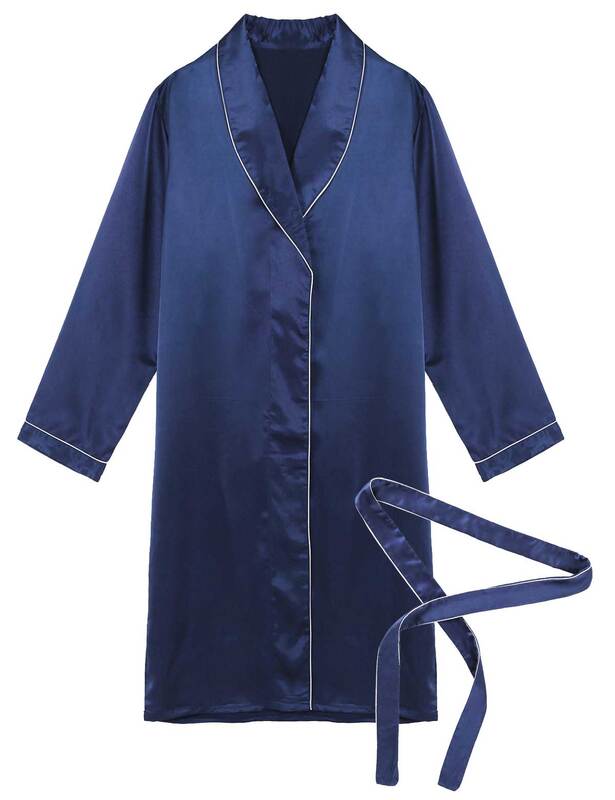 Men's Satin Robe Long Bathrobe Lightweight Sleepwear