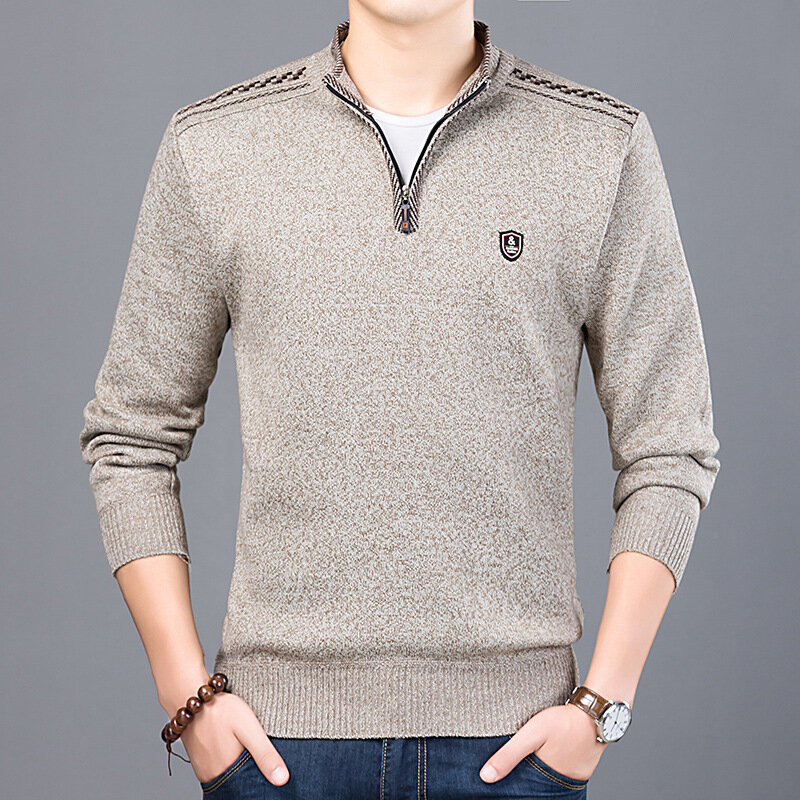 新しい秋と冬男性の韓国語バージョンの底入れシャツユース長袖ニットシャツの襟の男性の服