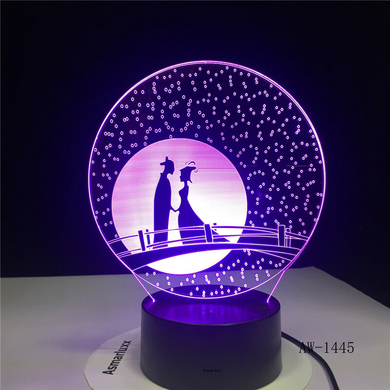 Lampada da notte 3D illuminazione ponte di gazza incontra la luce d'amore citazioni decorazione lampada da scrivania a luce notturna a LED alimentazione USB per gli amanti 1445