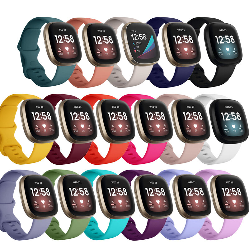 Siliconen Band Voor Fitbit Versa 3 4 Smart Horloge Band Waterdicht Kleine Grote Vrouwen Mannen Armband Band Voor Fitbit Gevoel sense2