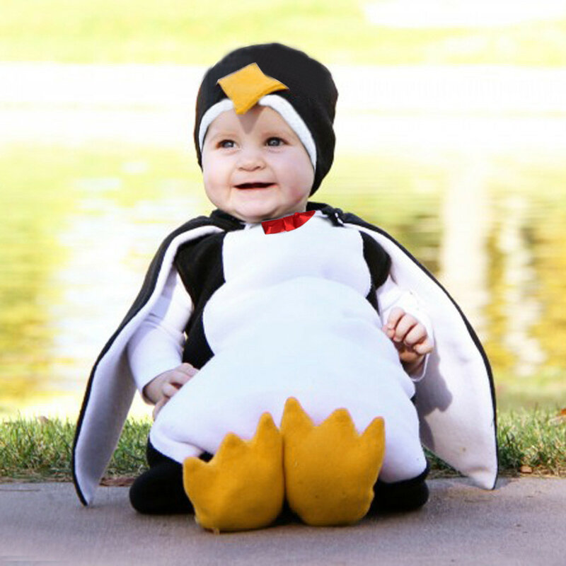 Boys Baby dziewczyny kostium karnawałowy lub halloweenowy Romper zestaw ubrań dla dzieci maluch Cosplay pingwin kombinezony odzież dla niemowląt