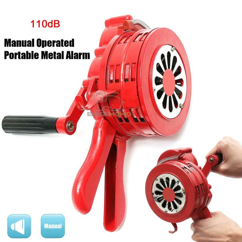 110dB Manual Metal Alarm Hand Crank Siren Horn Air Raid Emergency Safety Warning Siren for Fire Flood Prevention Disaster