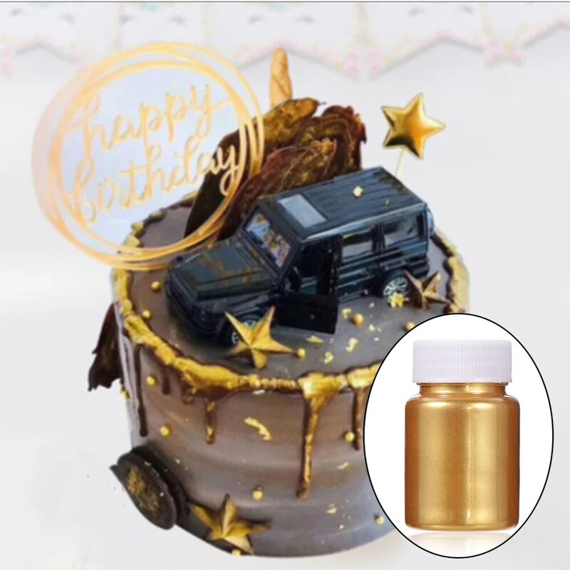 Bubuk pewarna kue emas perak dapat dimakan, 15g/botol perlengkapan dekorasi bedak warna cokelat Macaron kue Glitter Mousse