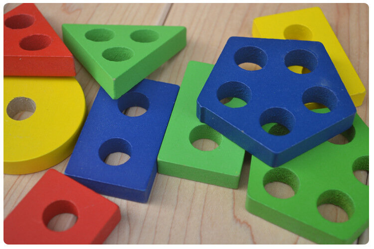 Bentuk Geometris Yang Cocok Jigsaw Puzzle Montessori Anak Mainan Kayu Anak Pelatihan Dini Blok Pendidikan Perlengkapan Taman Kanak-kanak