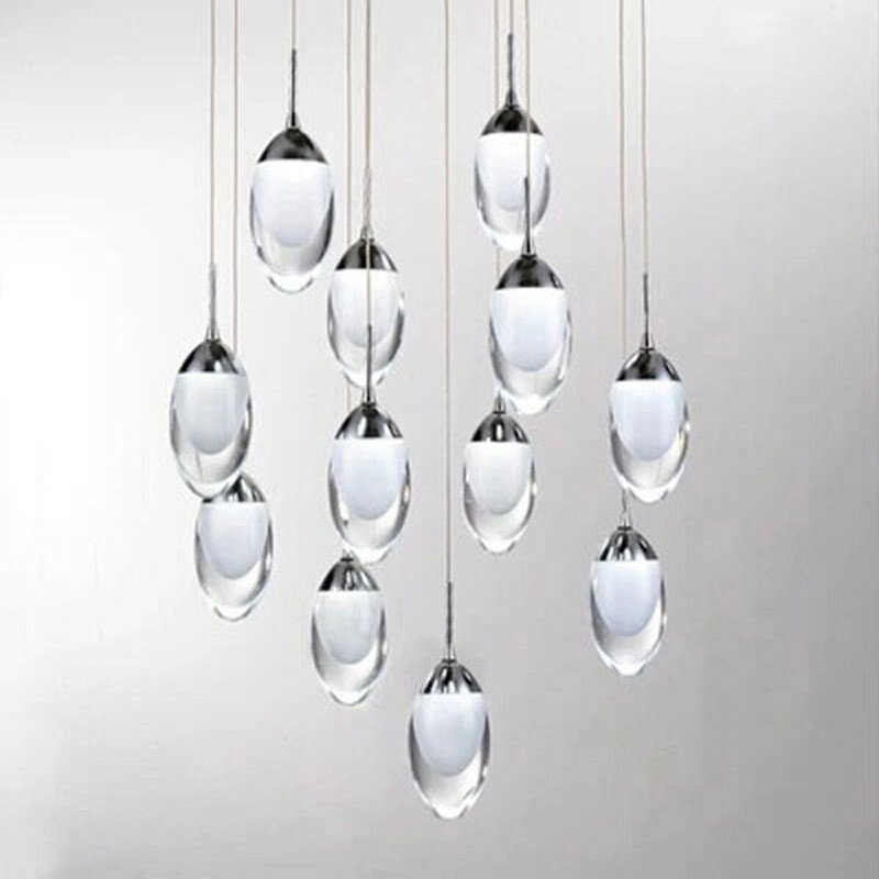 Luces colgantes LED modernas, lámparas colgantes de moda para decoración de interiores y escaleras, luz blanca cálida/blanca fría