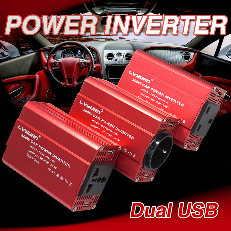300W Inverter 12V Sang 220V 230V Thuốc Lá Trên Xe Ô Tô Cắm Bộ Chuyển Đổi Điện Áp Dual USB EU/anh Quốc/Âu/Ổ Cắm Đa Năng Tự Động Phụ Kiện