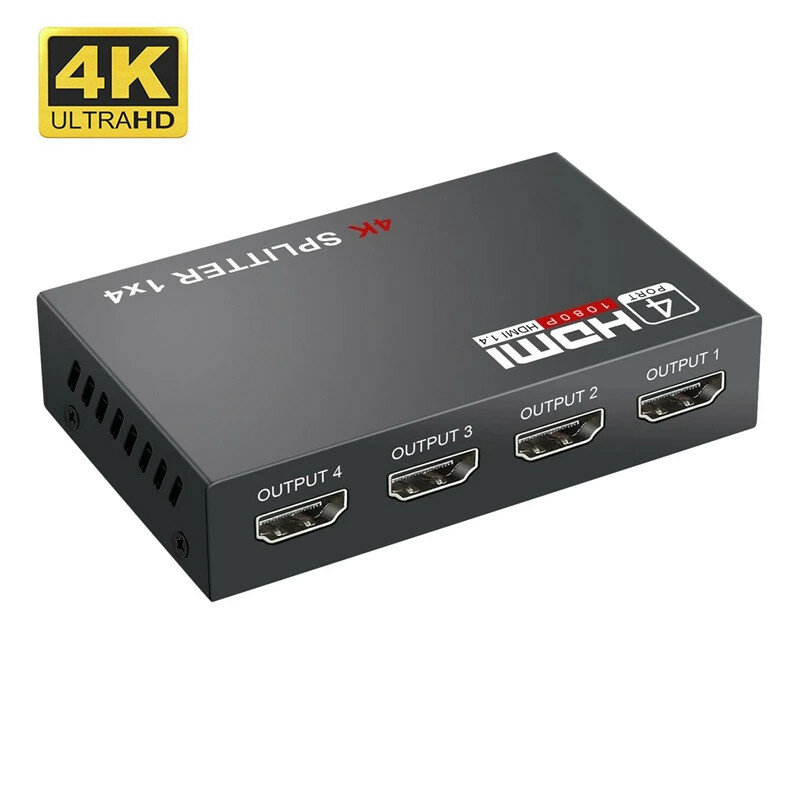 1 In 4 Out HDMI-compatibile Splitter 1x4 HD-MI 1.4 convertitore amplificatore HDCP 4K 1080P doppio Display, per HDTV DVD PS3 Xbox