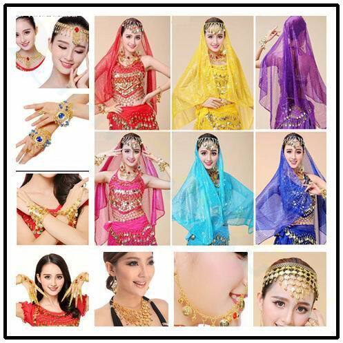 Indian Belly dance Imitation ruby Nose Rings necklace Avalokitesvara Egypt dance hoop earring gold coin Bracelet body jewelry