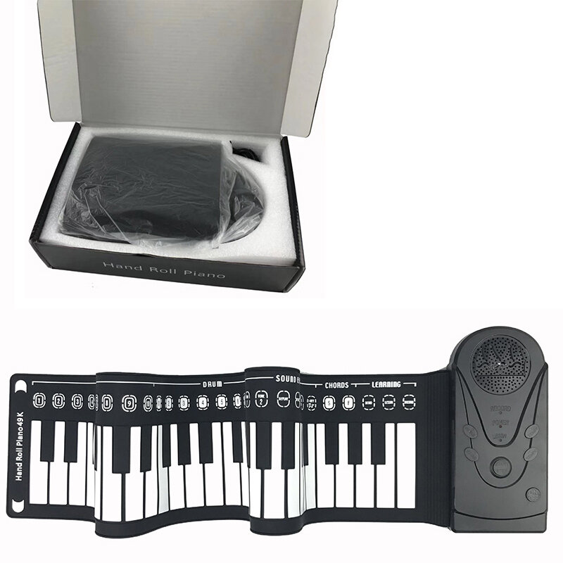 Clavier électronique portable flexible pour adultes et enfants, piano à roulettes, optique numérique, connexion Bluetooth, jouets à parler intégrés, 49 touches