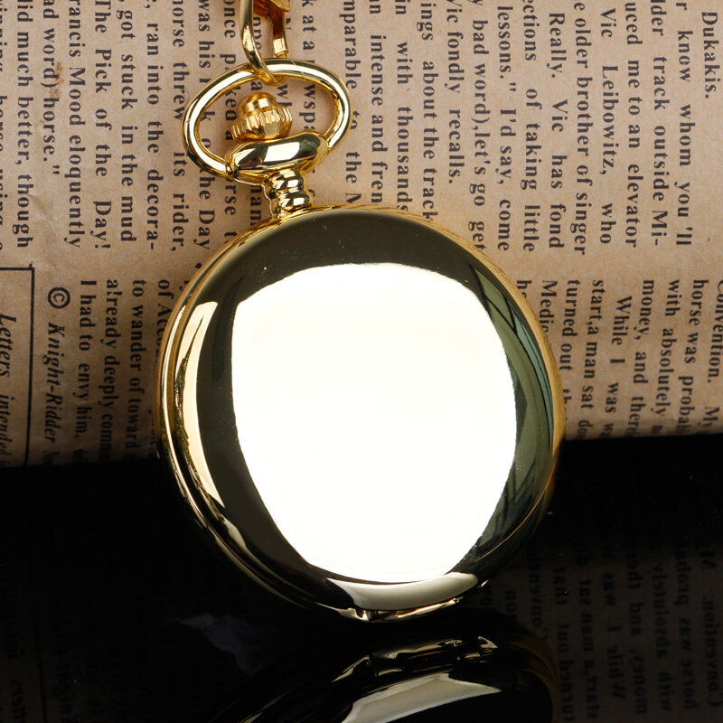 Reloj de bolsillo de cuarzo con diseño simple, cadena Fob de acero liso dorado, esfera Nmber romana Vintage, colgante Fob, regalos, CF1208
