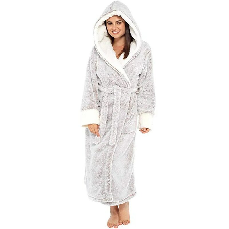 Femmes hiver thermique longue peignoir amoureux épais chaud corail polaire Kimono Robe de bain grande taille chemises de nuit demoiselle d'honneur Dressing 2020