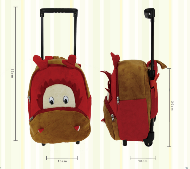 幼稚園の子供用の車輪付き荷物バッグ,ダブルユース,1〜6歳の子供用の取り外し可能なランドセル