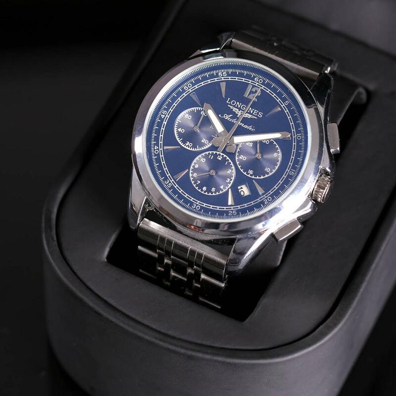 Longines-luxury Brand zegarki kwarcowe damskie zegarek ze stali nierdzewnej stalowy pasek zegarek klasyczny strój biznesowy męski zegarek