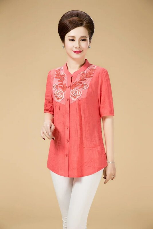 Womens Tops And Blouses Embroidery Shirt Summer Top Women Shirts Plus Size Blusas Mujer De Moda 2020 Blusas KJ064