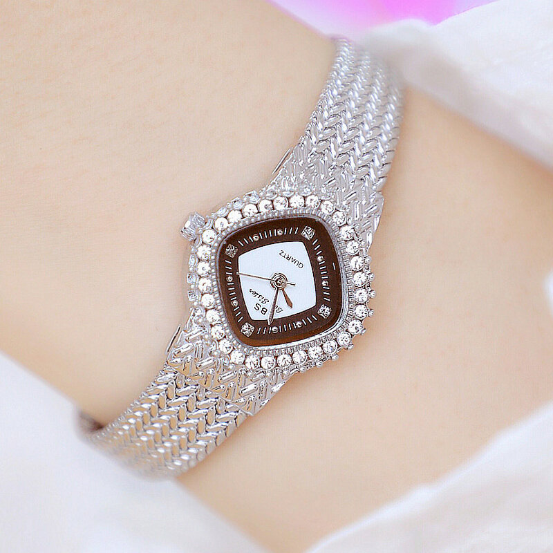 Montre-bracelet en acier inoxydable pour femme, petites montres pour femme, cristal, diamant, marques de luxe célèbres, 2022