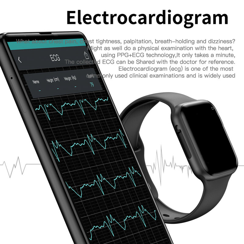 Abay smartwatch iwo lite série 4 5 ecg ppg masculino freqüência cardíaca relógio inteligente feminino para apple iphone xiaomi ios pk b57 p80 p70 q9