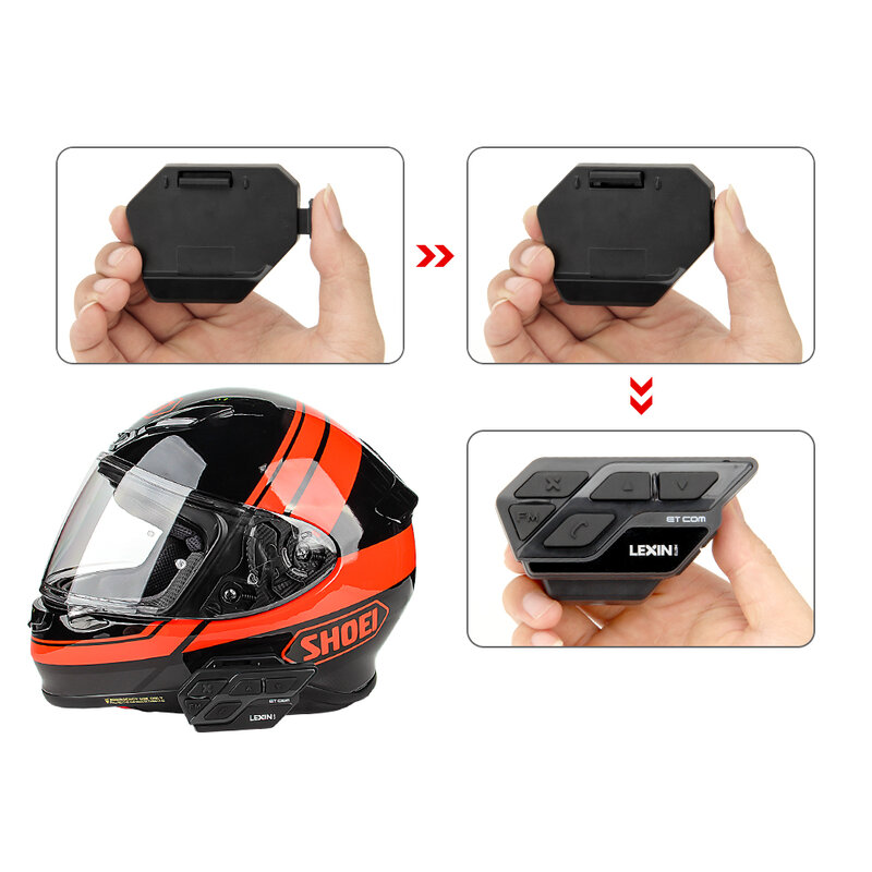 Lexin 1 pc. Etcom bluetooth interfone capacete interfone sistema de intercomunicação para 6 rider bt votoresistant interfone mp3