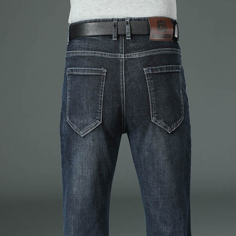 Джинсы мужские расклешенные, классические брюки-клеш из денима с завышенной талией, стрейч свободного покроя