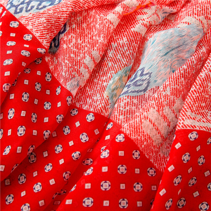 Шали и накидки женские, мусульманские, Женский вискозный шарф х90 см, с цветочным принтом, в стиле пэчворк, осень 180